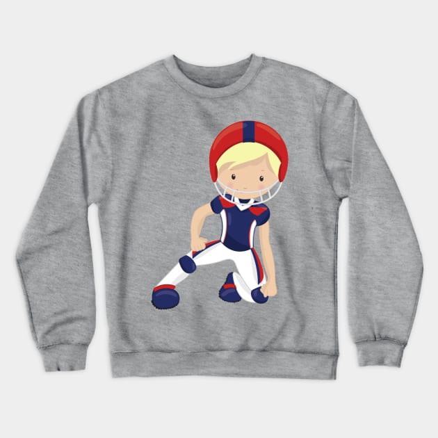 American Football, Cute Boy, Blond Hair, Rugby Crewneck Sweatshirt by Jelena Dunčević